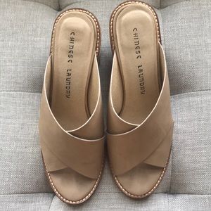 Chinese Laundry block heels slides